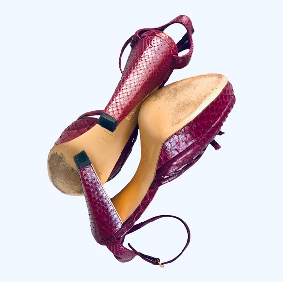 GUCCI Python Leather Platform Sandals - Picture 6 of 7